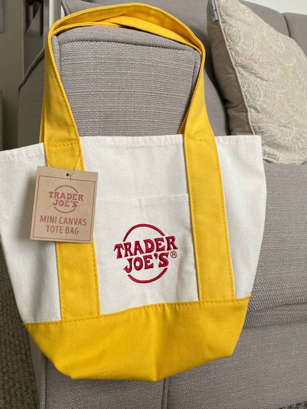 Trader Joe’s Yellow & Cream Mini Canvas Tote Bag